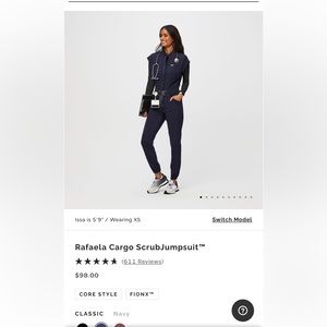 FIGS | Rafaela Cargo Scrub Jumpsuit | Navy | XS